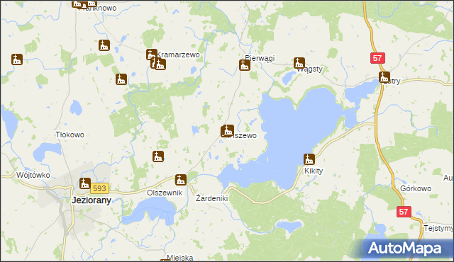 mapa Piszewo, Piszewo na mapie Targeo