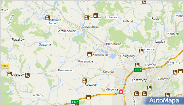 mapa Piszkowice, Piszkowice na mapie Targeo