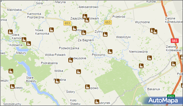 mapa Płociczno gmina Bakałarzewo, Płociczno gmina Bakałarzewo na mapie Targeo