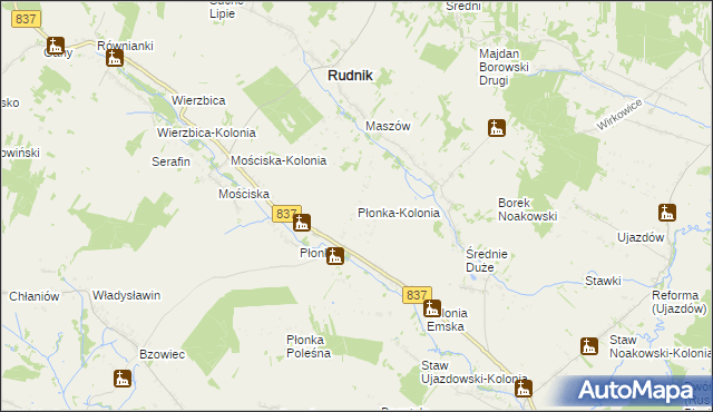 mapa Płonka-Kolonia, Płonka-Kolonia na mapie Targeo