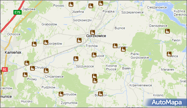mapa Plucice, Plucice na mapie Targeo