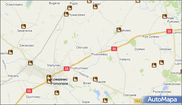 mapa Pluskowęsy gmina Kowalewo Pomorskie, Pluskowęsy gmina Kowalewo Pomorskie na mapie Targeo