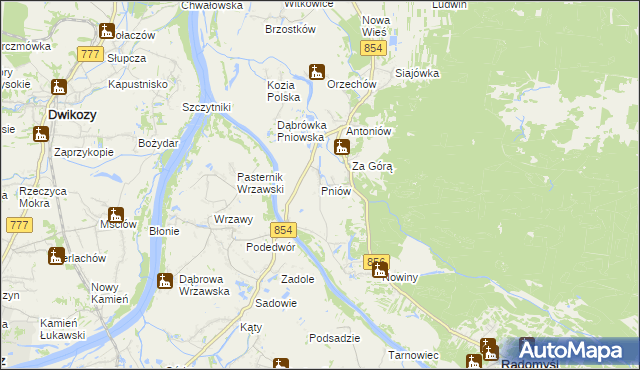 mapa Pniów gmina Radomyśl nad Sanem, Pniów gmina Radomyśl nad Sanem na mapie Targeo