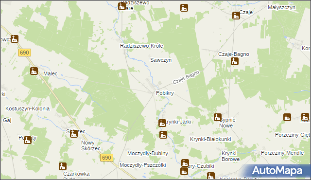 mapa Pobikry, Pobikry na mapie Targeo