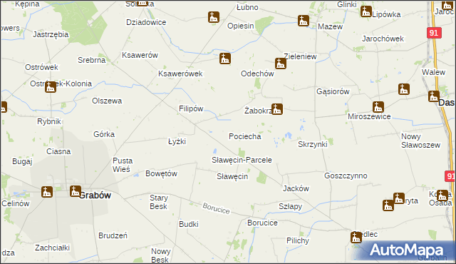 mapa Pociecha gmina Grabów, Pociecha gmina Grabów na mapie Targeo