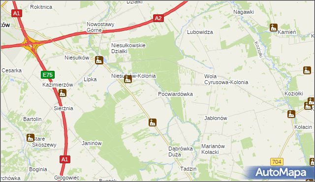 mapa Poćwiardówka, Poćwiardówka na mapie Targeo