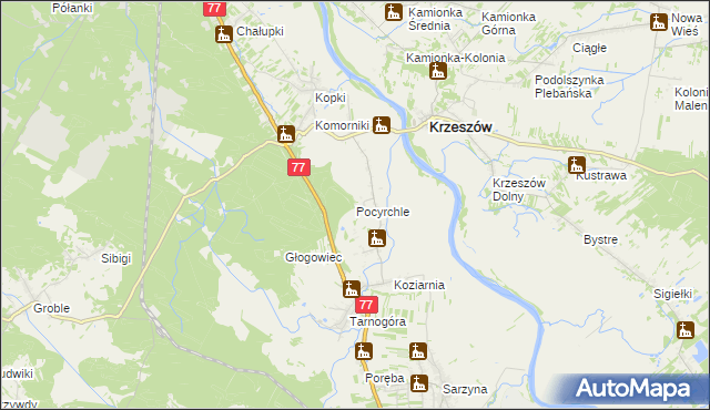 mapa Pocyrchle, Pocyrchle na mapie Targeo