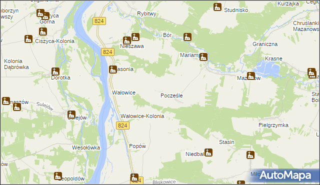 mapa Pocześle, Pocześle na mapie Targeo