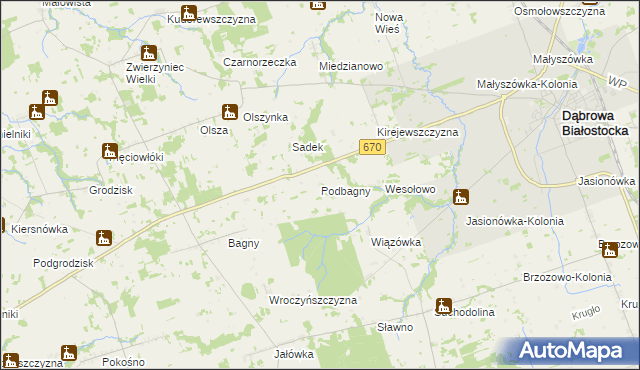 mapa Podbagny, Podbagny na mapie Targeo