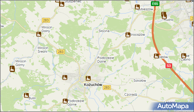 mapa Podbrzezie Dolne, Podbrzezie Dolne na mapie Targeo