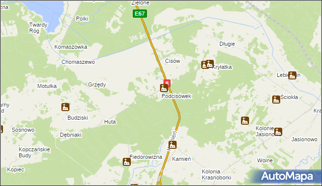 mapa Podcisówek, Podcisówek na mapie Targeo