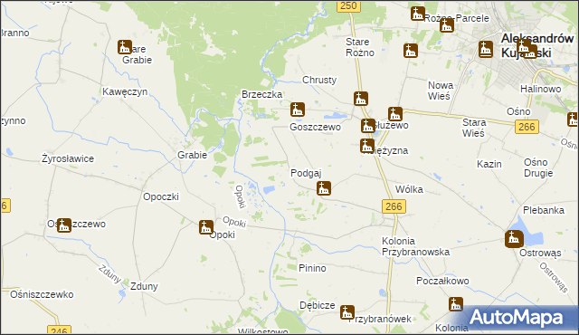 mapa Podgaj gmina Aleksandrów Kujawski, Podgaj gmina Aleksandrów Kujawski na mapie Targeo