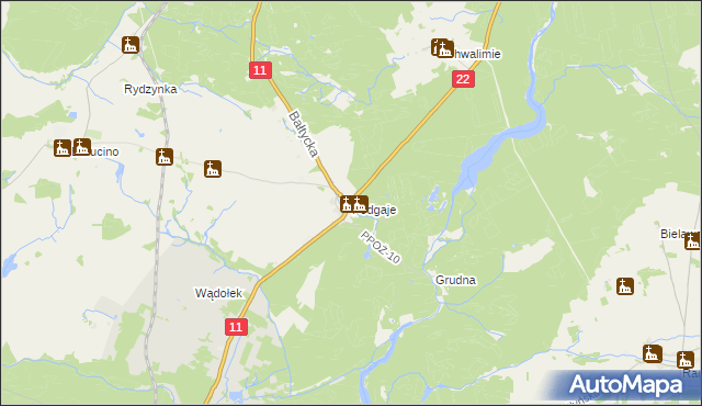 mapa Podgaje gmina Okonek, Podgaje gmina Okonek na mapie Targeo