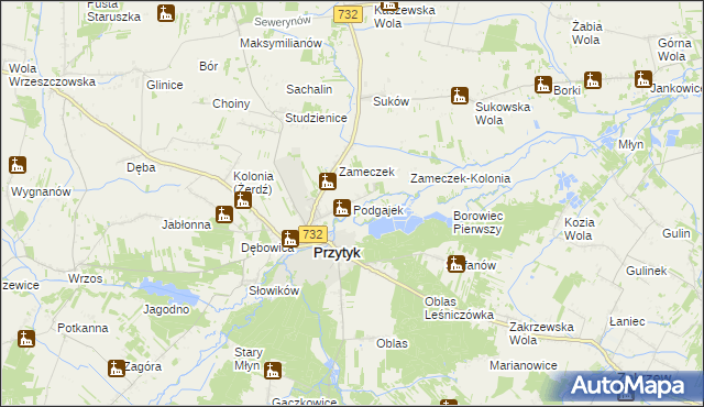 mapa Podgajek, Podgajek na mapie Targeo