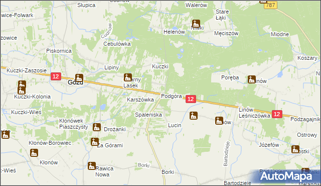 mapa Podgóra gmina Gózd, Podgóra gmina Gózd na mapie Targeo