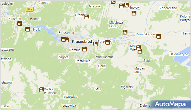 mapa Podklasztor gmina Krasnobród, Podklasztor gmina Krasnobród na mapie Targeo