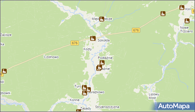 mapa Podłaźnie, Podłaźnie na mapie Targeo