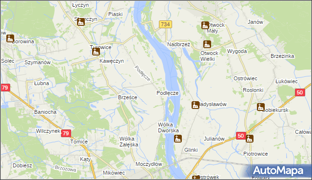 mapa Podłęcze gmina Góra Kalwaria, Podłęcze gmina Góra Kalwaria na mapie Targeo