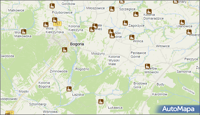 mapa Podlesie gmina Bogoria, Podlesie gmina Bogoria na mapie Targeo