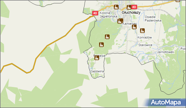 mapa Podlesie gmina Głuchołazy, Podlesie gmina Głuchołazy na mapie Targeo