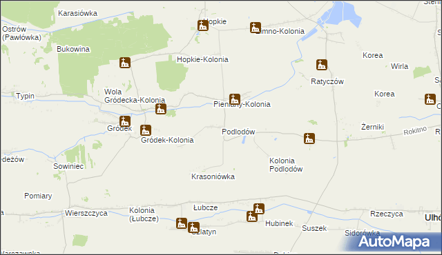 mapa Podlodów gmina Łaszczów, Podlodów gmina Łaszczów na mapie Targeo
