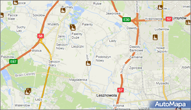 mapa Podolszyn Nowy, Podolszyn Nowy na mapie Targeo