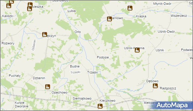 mapa Podosie gmina Miastkowo, Podosie gmina Miastkowo na mapie Targeo