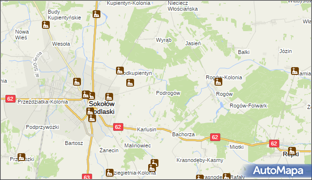 mapa Podrogów, Podrogów na mapie Targeo