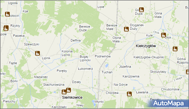 mapa Podrwinów, Podrwinów na mapie Targeo