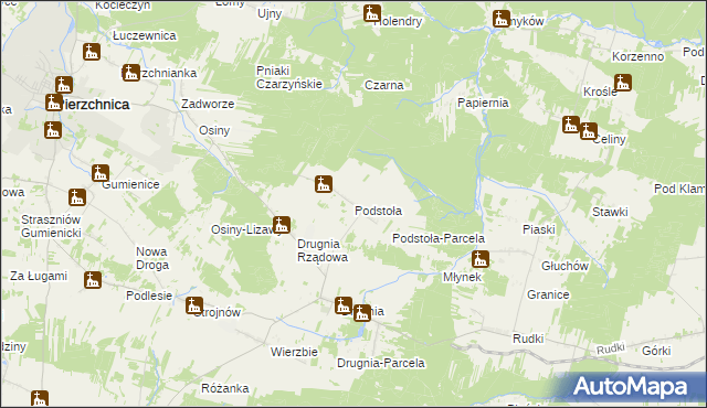 mapa Podstoła gmina Pierzchnica, Podstoła gmina Pierzchnica na mapie Targeo