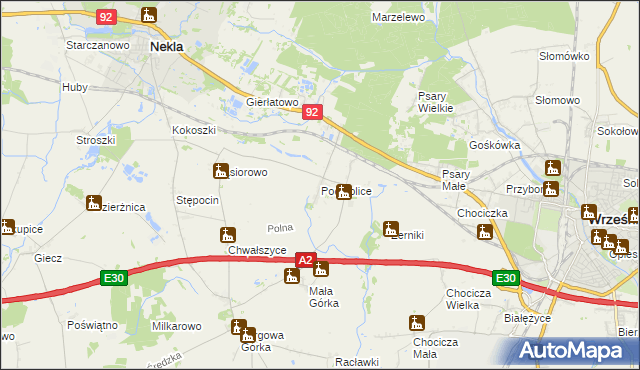 mapa Podstolice gmina Nekla, Podstolice gmina Nekla na mapie Targeo