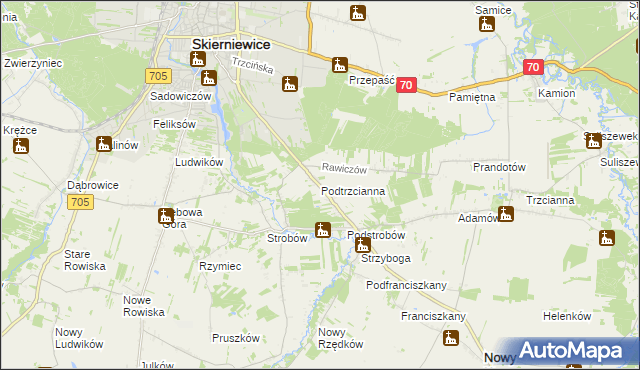 mapa Podtrzcianna, Podtrzcianna na mapie Targeo