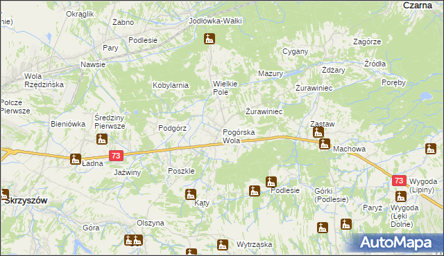 mapa Pogórska Wola, Pogórska Wola na mapie Targeo