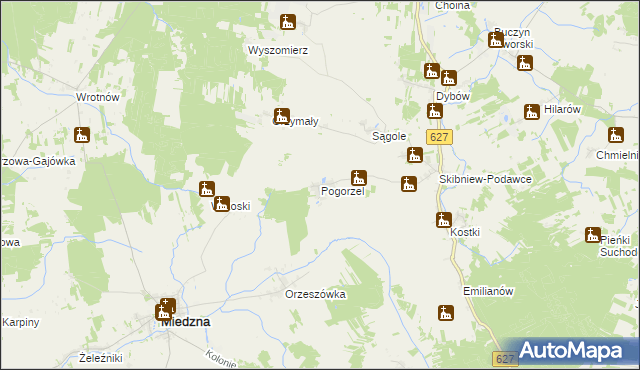 mapa Pogorzel gmina Sokołów Podlaski, Pogorzel gmina Sokołów Podlaski na mapie Targeo