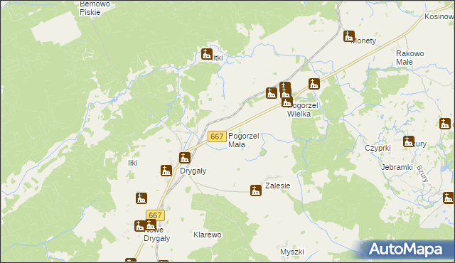 mapa Pogorzel Mała, Pogorzel Mała na mapie Targeo