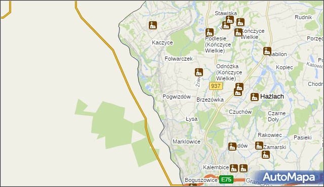 mapa Pogwizdów gmina Hażlach, Pogwizdów gmina Hażlach na mapie Targeo