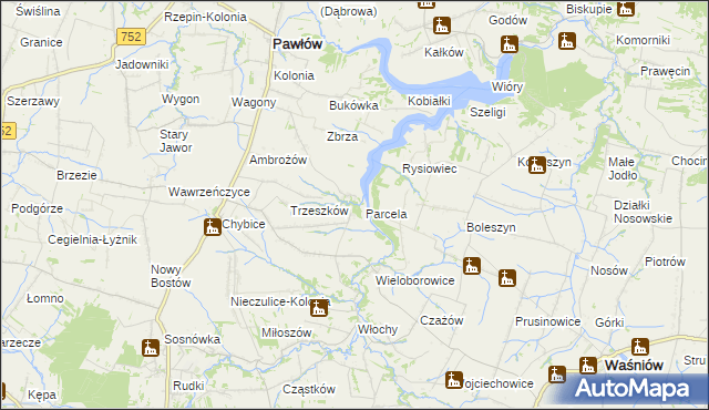 mapa Pokrzywnica gmina Pawłów, Pokrzywnica gmina Pawłów na mapie Targeo