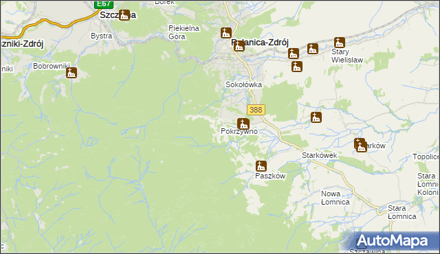 mapa Pokrzywno gmina Bystrzyca Kłodzka, Pokrzywno gmina Bystrzyca Kłodzka na mapie Targeo