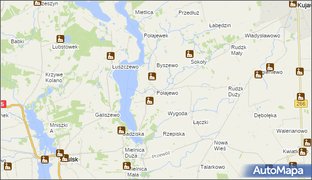 mapa Połajewo gmina Piotrków Kujawski, Połajewo gmina Piotrków Kujawski na mapie Targeo