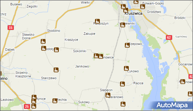 mapa Polanowice gmina Kruszwica, Polanowice gmina Kruszwica na mapie Targeo