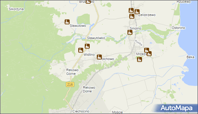 mapa Połchowo gmina Puck, Połchowo gmina Puck na mapie Targeo