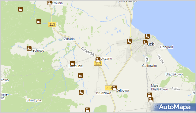 mapa Połczyno gmina Puck, Połczyno gmina Puck na mapie Targeo