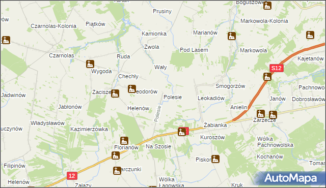 mapa Polesie gmina Puławy, Polesie gmina Puławy na mapie Targeo
