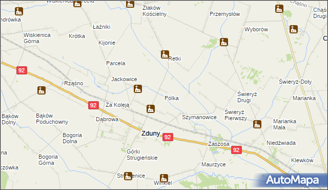 mapa Pólka gmina Zduny, Pólka gmina Zduny na mapie Targeo