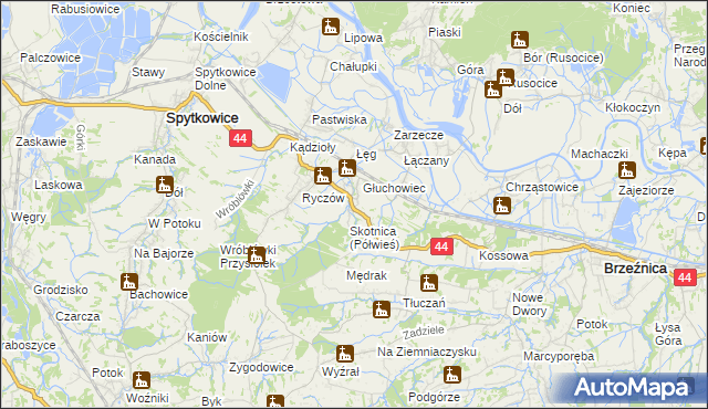 mapa Półwieś gmina Spytkowice, Półwieś gmina Spytkowice na mapie Targeo