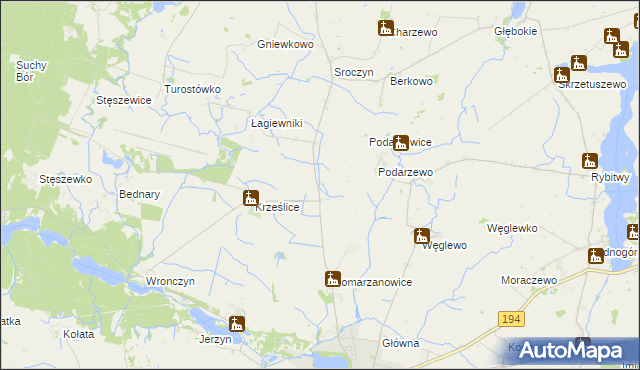 mapa Pomarzanki gmina Pobiedziska, Pomarzanki gmina Pobiedziska na mapie Targeo