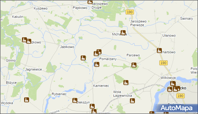 mapa Pomarzany gmina Kłecko, Pomarzany gmina Kłecko na mapie Targeo