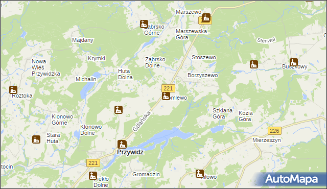 mapa Pomlewo, Pomlewo na mapie Targeo