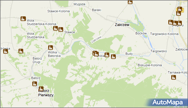 mapa Ponikwy, Ponikwy na mapie Targeo