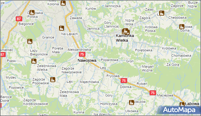 mapa Popardowa, Popardowa na mapie Targeo